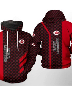 All Over Print Zipper Hoodie with Cincinnati Reds MLB Design