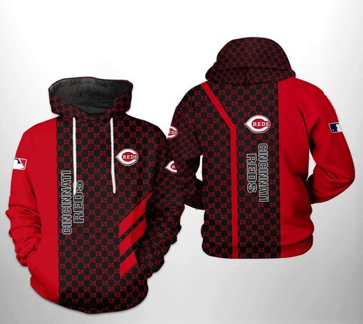 All Over Print Zipper Hoodie with Cincinnati Reds MLB Design