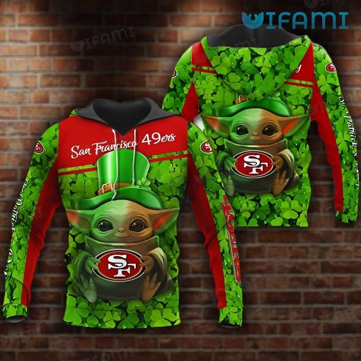All-Seasons All Over Print 3D Hoodie with Baby Yoda Print - St. Patrick's Day Edition