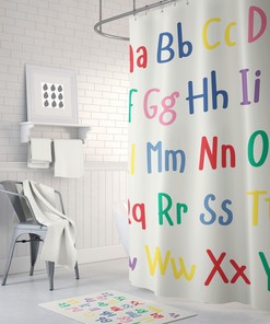 Alphabet Shower Curtain | Back To School Bathroom Decor | Educational Ideas