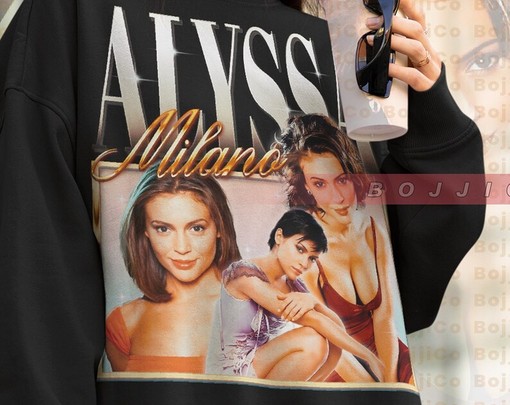 Alyssa Milano Vintage Sweater, Alyssa Milano Homage Sweater, Alyssa Milano Fan Tees, Movie fans gifts - Image 4