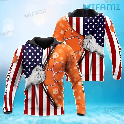 American Flag Clemson Tigers 3D Hoodie All Over Print for Patriotic Fans