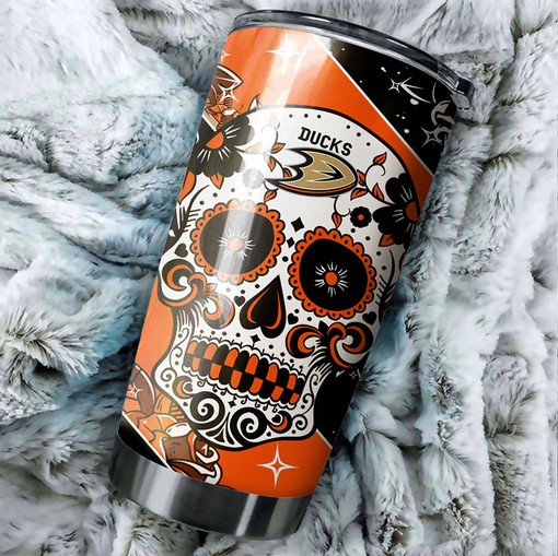 Anaheim Ducks NHL Tumbler with Skull Design - Perfect for Fans - Image 2