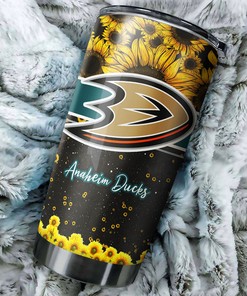 Anaheim Ducks NHL Tumbler with a Beautiful Sunflower Design