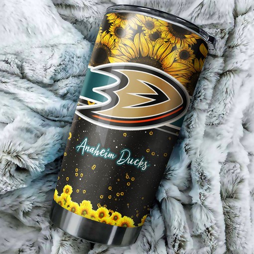 Anaheim Ducks NHL Tumbler with a Beautiful Sunflower Design