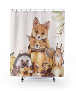 Animal Friends Shower Curtain | Children's Bathroom Decor | Vintage Shower Curtains