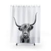 Animal Lover Highland Cow Black and White Nature Print Shower Curtain for Rustic Bathroom Decor
