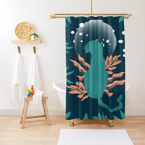 Animal Shower Curtain with Jungle Decor, Unique Design, Waterproof, Hooks Included