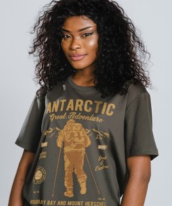 Antarctica Adventure Unisex Tees with Heavy Cotton Tee and Adventurer in Antarctica Vintage Inspired Image Quote