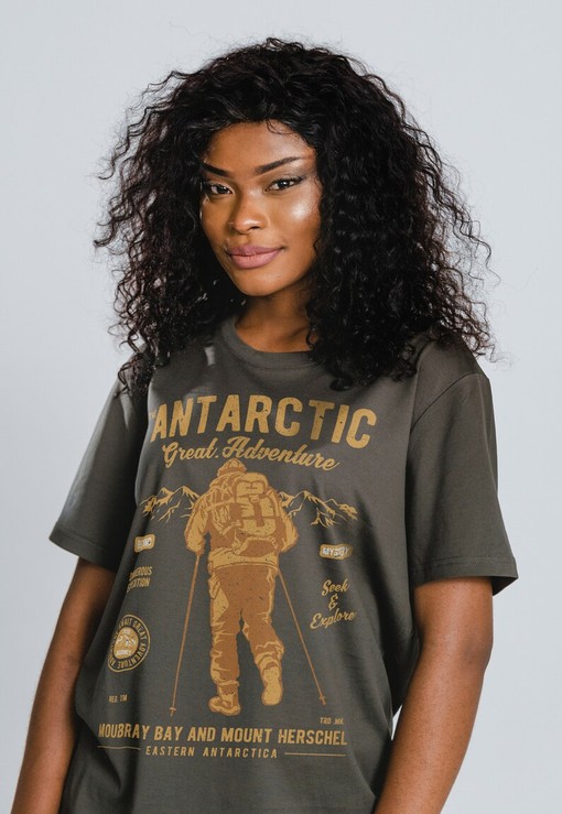 Antarctica Adventure Unisex Tees with Heavy Cotton Tee and Adventurer in Antarctica Vintage Inspired Image Quote