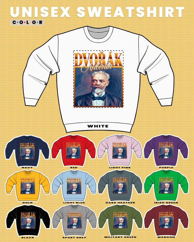 AntonÃn Dvořák Classical Music Artist Sweatshirt - Minimalist Movie Shirts for Music Lovers - Image 3