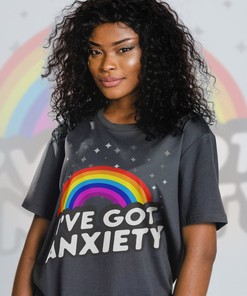 Anxiety Shirt - Minimalist Movie Shirts for Men with PRIDE Months and Pride Rainbow Love Symbol