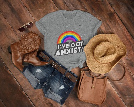 Anxiety Shirt - Minimalist Movie Shirts for Men with PRIDE Months and Pride Rainbow Love Symbol - Image 3