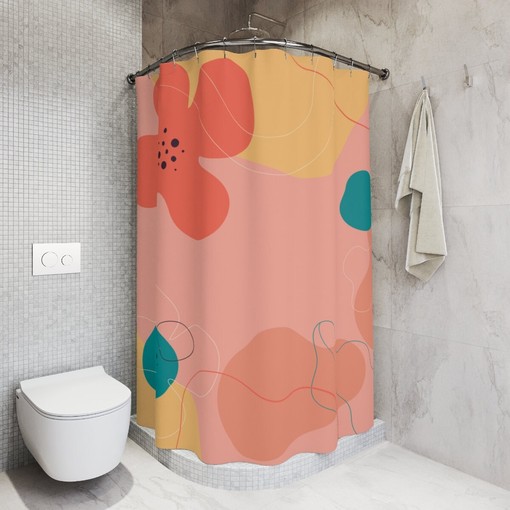 Apartment Leaves Tropical Abstract Art Shower Curtain or Mat, Neutral Warm Earth Tones and Contemporary Art Design - Image 2