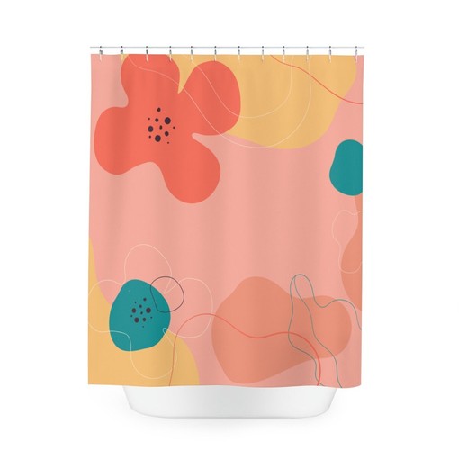 Apartment Leaves Tropical Abstract Art Shower Curtain or Mat, Neutral Warm Earth Tones and Contemporary Art Design - Image 3