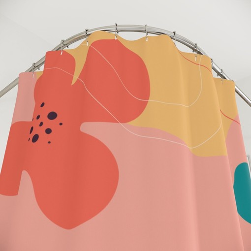 Apartment Leaves Tropical Abstract Art Shower Curtain or Mat, Neutral Warm Earth Tones and Contemporary Art Design - Image 4