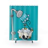 Aqua Blue Atomic Cat Retro Shower Curtain with Cute Decor