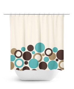 Aqua Brown & Beige Geometric Shower Curtain, Modern Bathroom Curtain, Brown Bath Decor