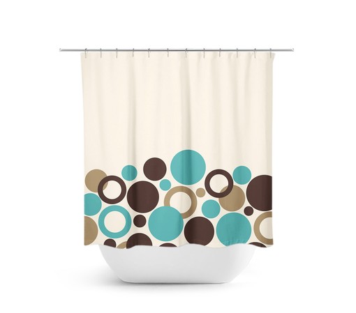 Aqua Brown & Beige Geometric Shower Curtain, Modern Bathroom Curtain, Brown Bath Decor