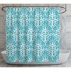 Aqua Damask Shower Curtain | Blue Vintage Damask Bath Decor | Bathroom Curtains