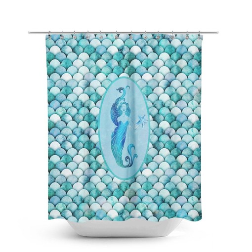 Aqua Mermaid Shower Curtain with Scales Pattern, Bring the Oceanic Feel to Your Bathroom | blue shower curtains - Image 2