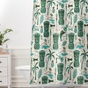Aqua Tiki Shower Curtain | Hawaiian Print Tropical Tiki Theme | Mid Century Modern Retro Bath Decor