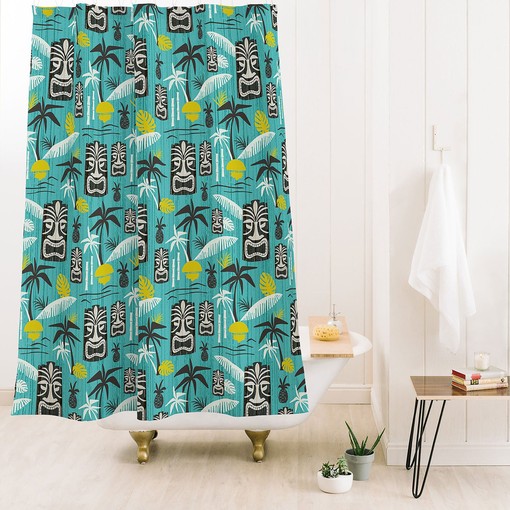 Aqua Tiki Shower Curtain | Retro Hawaiian Mid Century Bath Decor | Best Shower Curtains - Image 3