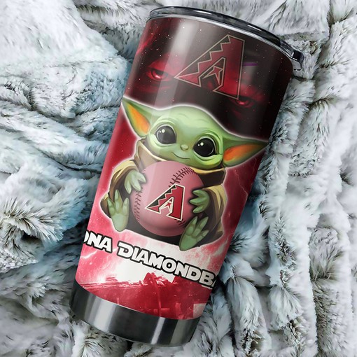 Arizona Diamondbacks Baby Yoda MLB Tumbler - Personalized Design with MLB Logo