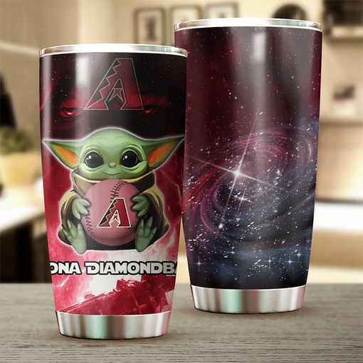 Arizona Diamondbacks Baby Yoda MLB Tumbler - Personalized Design with MLB Logo - Image 2