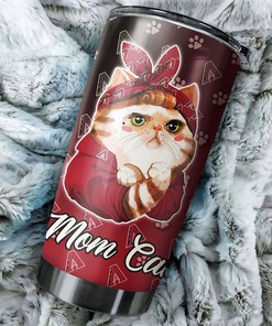 Arizona Diamondbacks Cat Mom with MLB Logo Personalized Tumbler - MLB Logo Tumbler