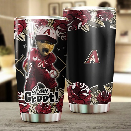 Arizona Diamondbacks I Am Groot MLB Tumbler with Custom Logo for Marvel Fans - Image 2