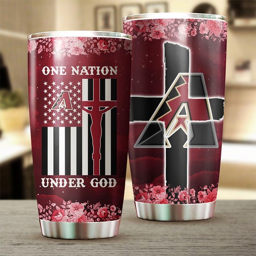 Arizona Diamondbacks MLB Tumbler with One Nation Under God Design - Perfect Tumbler for D-backs Fans - Image 2