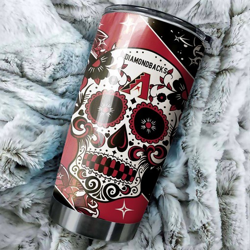 Arizona Diamondbacks MLB Tumbler with Skull Design - Ideal Tumbler for D-backs Lovers - Image 2
