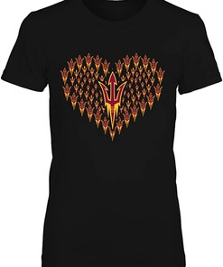 Arizona State Sun Devils Hoodie Logo Heart - Full Size Gifts for NCAA Fans of Arizona State University