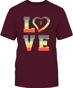 Arizona State Sun Devils Stacked Love Heart Shape T-Shirt