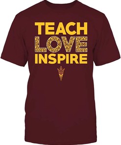 Arizona State Sun Devils Teach Love Inspire Brocade Pattern T-Shirt