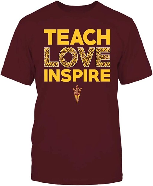 Arizona State Sun Devils Teach Love Inspire Brocade Pattern T-Shirt
