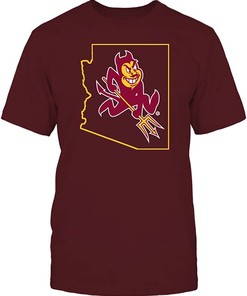 Arizona State Sun Devils Vintage Hoodie - Sparky in State Outline NCAA Sweatshirt