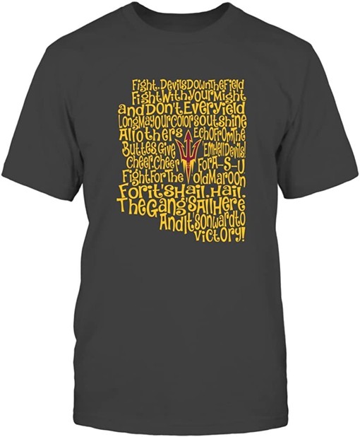 Arizona State Sun Devils Vintage T-Shirt - Fight Song Inside State Map NCAA Tee