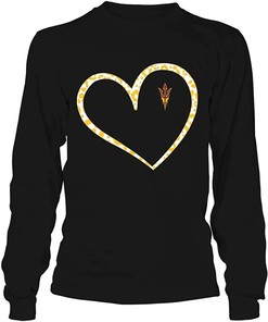 Arizona State Sun Devils Vintage T-Shirt - Leopard Pattern Heart NCAA Tee