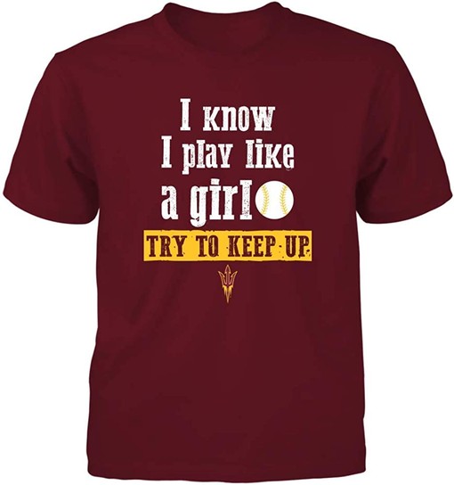 Arizona State Sun Devils Vintage T-Shirt - Play Like a Girl Softball NCAA Tee