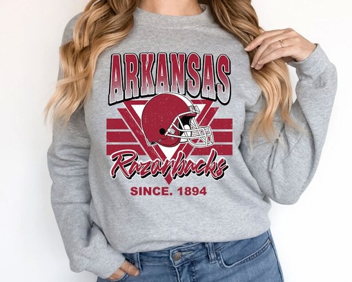 Arkansas Crewneck Sweatshirt, Vintage Football Fan Shirt - Comfortable NCAA Shirts for Men