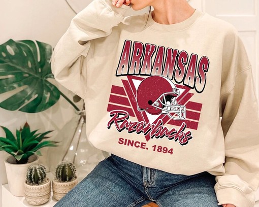 Arkansas Crewneck Sweatshirt, Vintage Football Fan Shirt - Comfortable NCAA Shirts for Men - Image 2