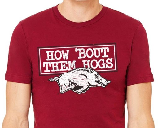Arkansas Razorbacks Adult T-Shirt - How Bout Them Hogs Cardinal - Hogs Shirt Gifts for Razorbacks Lovers