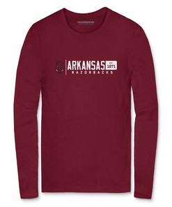 Arkansas Razorbacks Horizontal Lock-Up Cardinal Long Sleeve T-Shirt - Hogs Shirt Gifts for Razorbacks Lovers