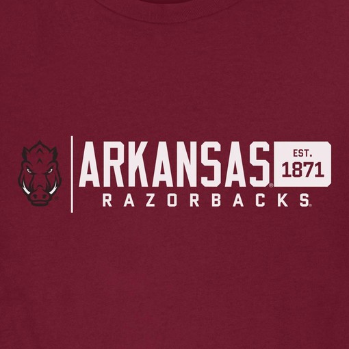 Arkansas Razorbacks Horizontal Lock-Up Cardinal Long Sleeve T-Shirt - Hogs Shirt Gifts for Razorbacks Lovers - Image 2