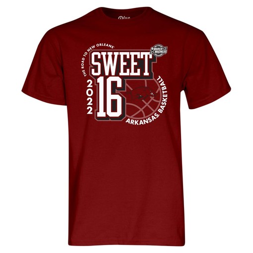 Arkansas Razorbacks NCAA Basketball Sweet 16 Short Sleeve T-Shirt with Retro NCAA Logo