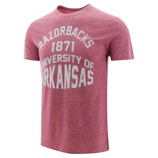 Arkansas Razorbacks Retro Stack Unisex Tri-Blend Short Sleeve T-Shirt for Men with Retro NCAA Shirts