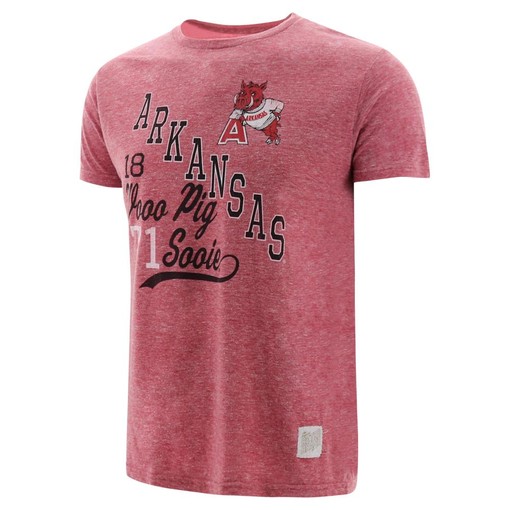 Arkansas Razorbacks Stacked Graphic Short Sleeve Triblend T-Shirt - Hogs Shirt Gifts for Razorbacks Lovers