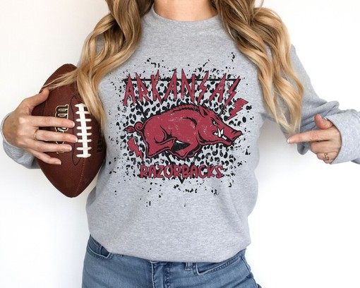 Arkansas Razorbacks Vintage Cheetah Sweatshirt, Hoodie, Shirt - Hogs Shirt Gifts for Razorbacks Lovers - Image 2